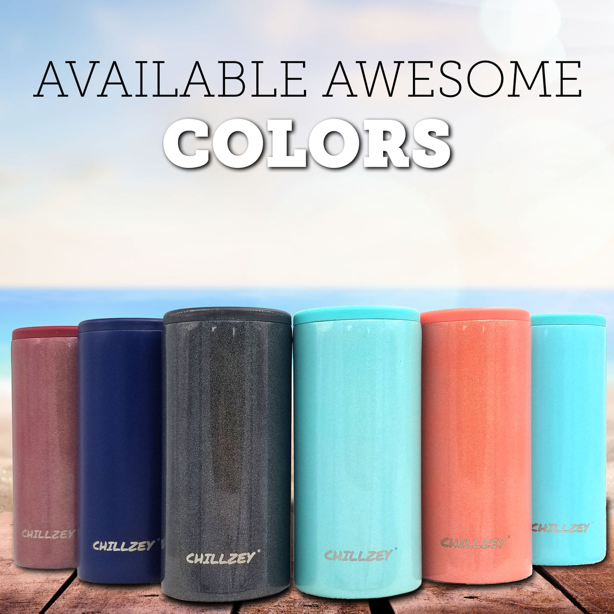 Stainless Steel Slim Can - Glitter Coral Chill