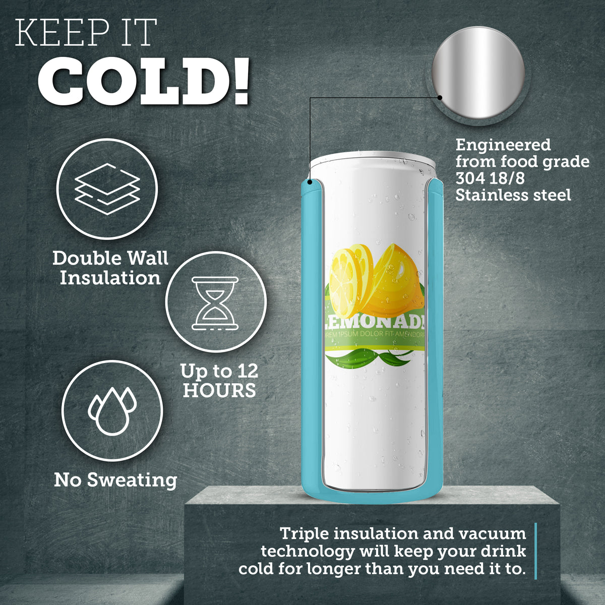 Stainless Steel Slim Can - Glitter Merlot Chill