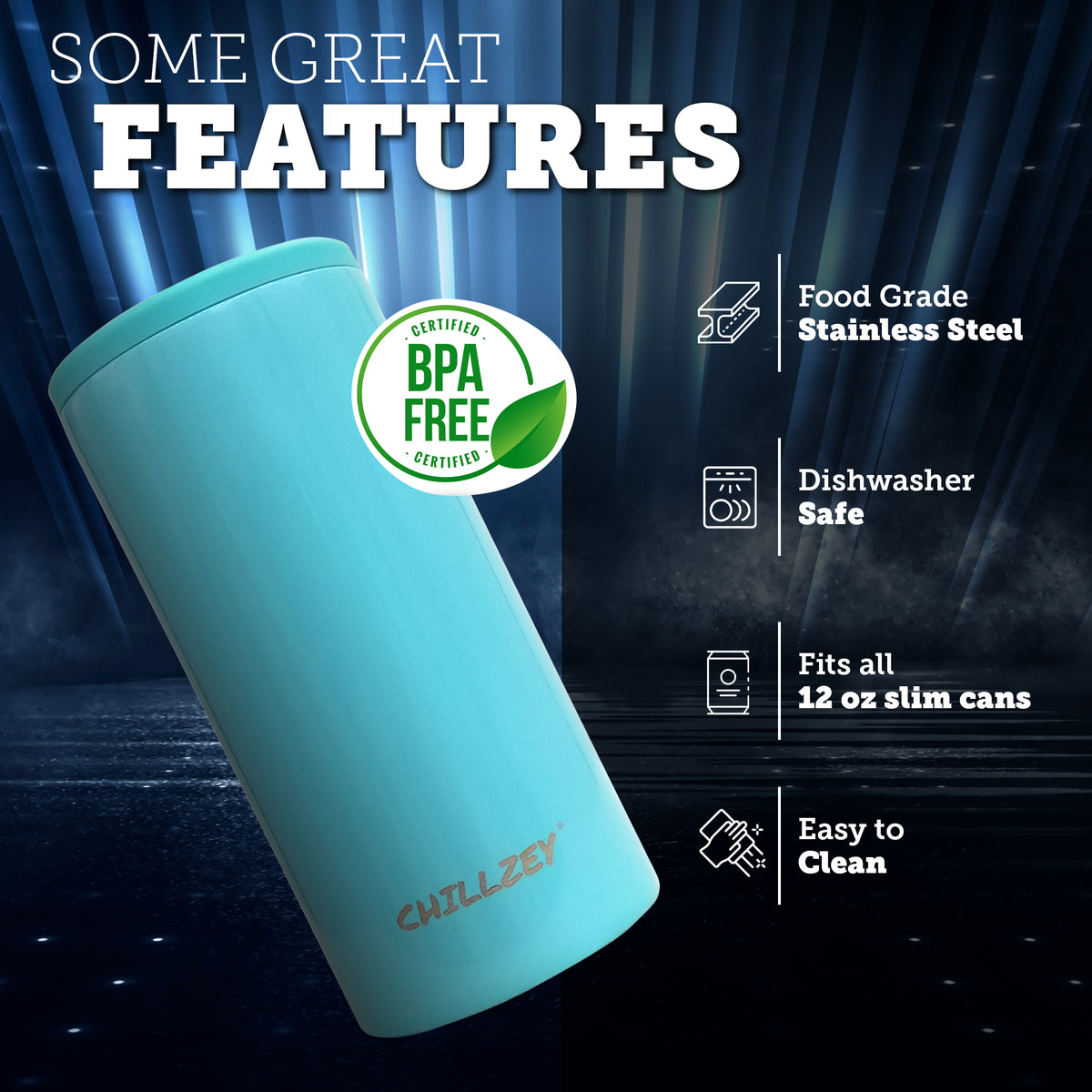 Stainless Steel Slim Can - Navy Chill