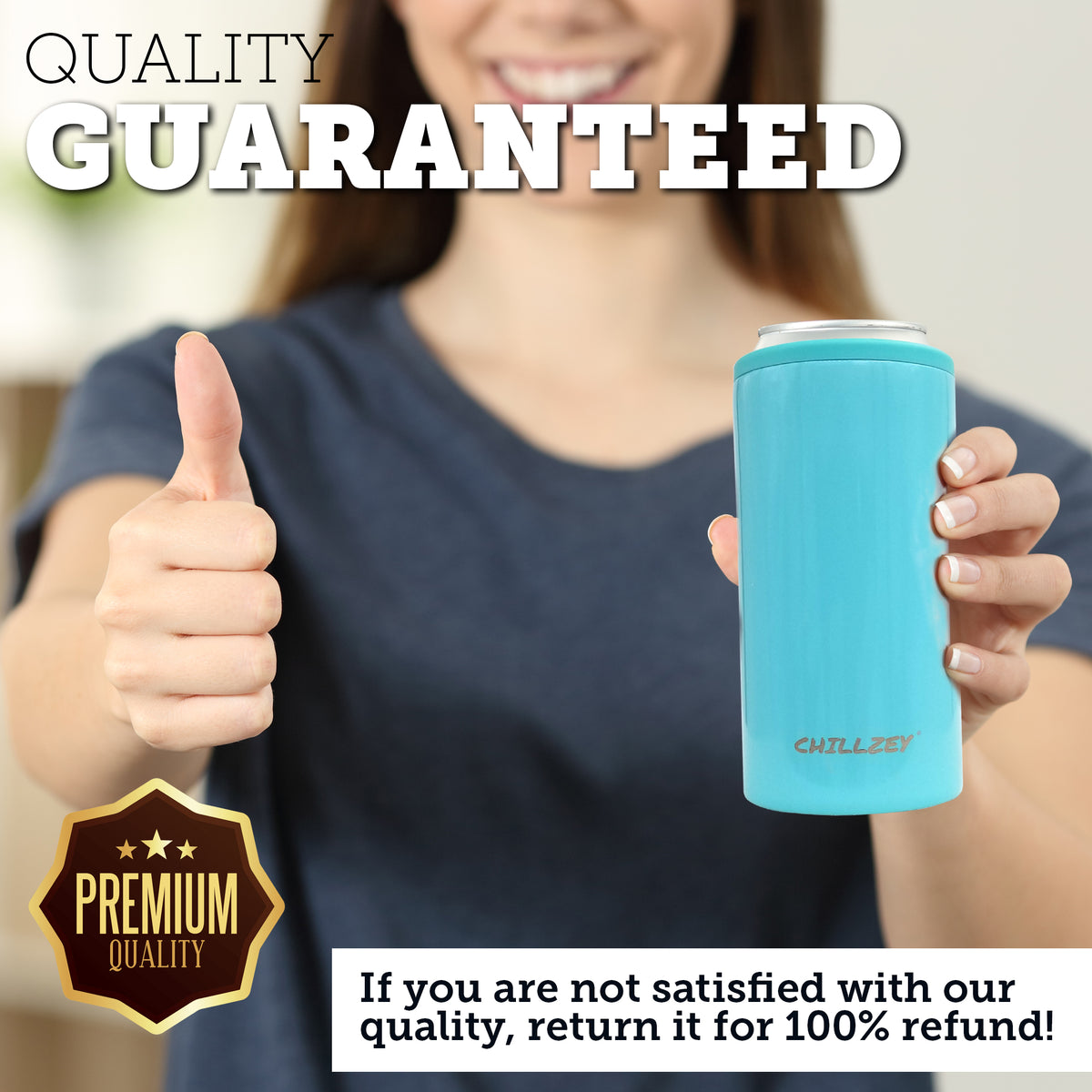 Stainless Steel Slim Can - Aqua Chill