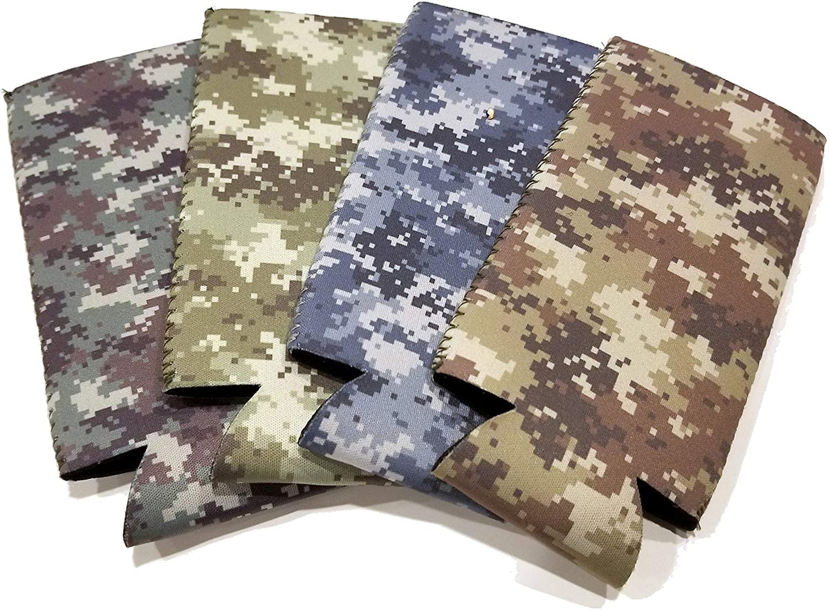 CHILLZEY - 12oz Slim Can Cooler Neoprene Sleeves Digital Camo 4 pak