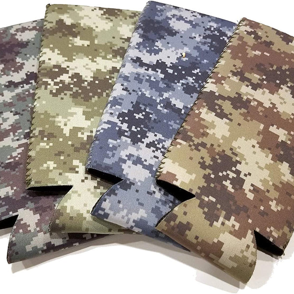 CHILLZEY - 12oz Slim Can Cooler Neoprene Sleeves Digital Camo 4 pak