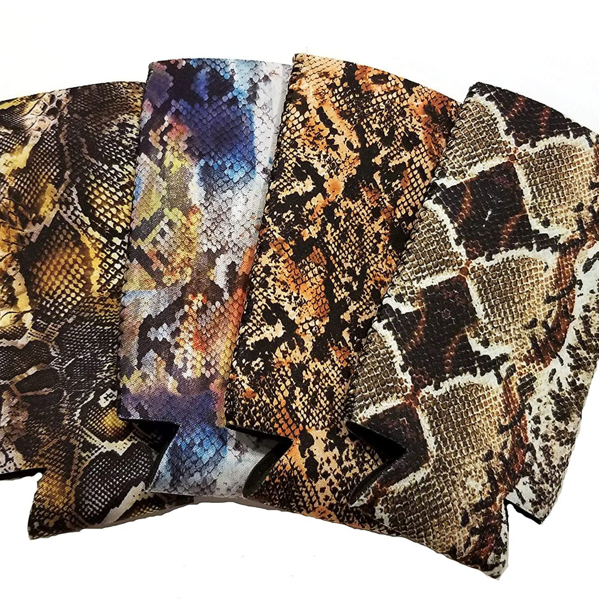 CHILLZEY - 12oz Slim Can Cooler Neoprene Sleeves Snake Skin 4 pak