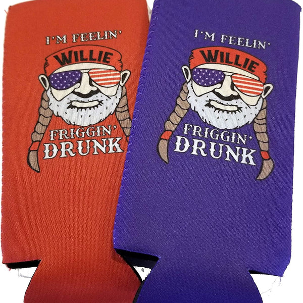 CHILLZEY - 12oz Slim Can Cooler Neoprene Sleeves 2 pak (Willie)