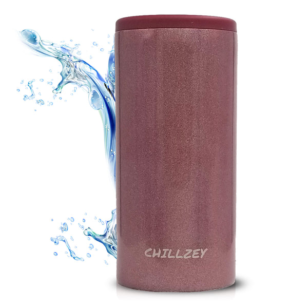 Stainless Steel Slim Can - Glitter Merlot Chill