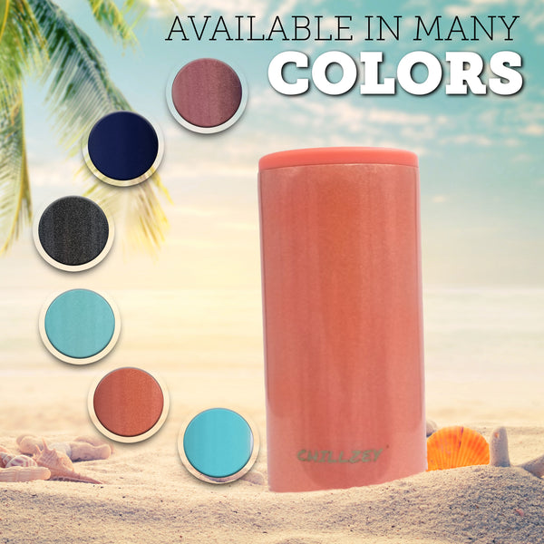 Stainless Steel Slim Can - Glitter Coral Chill