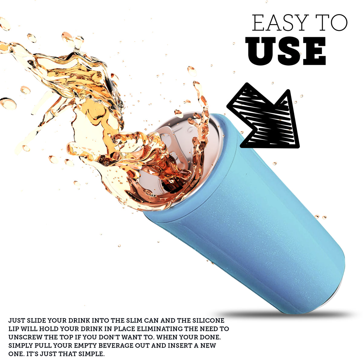 Stainless Steel Slim Can - Aqua Chill